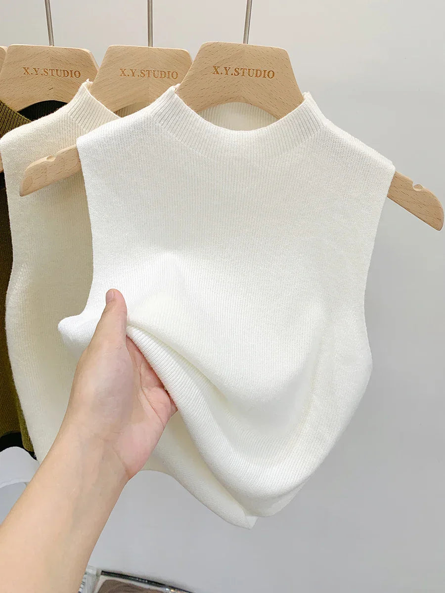 Fall Slim Sweater Short Sleeveless Sweaters Pullovers