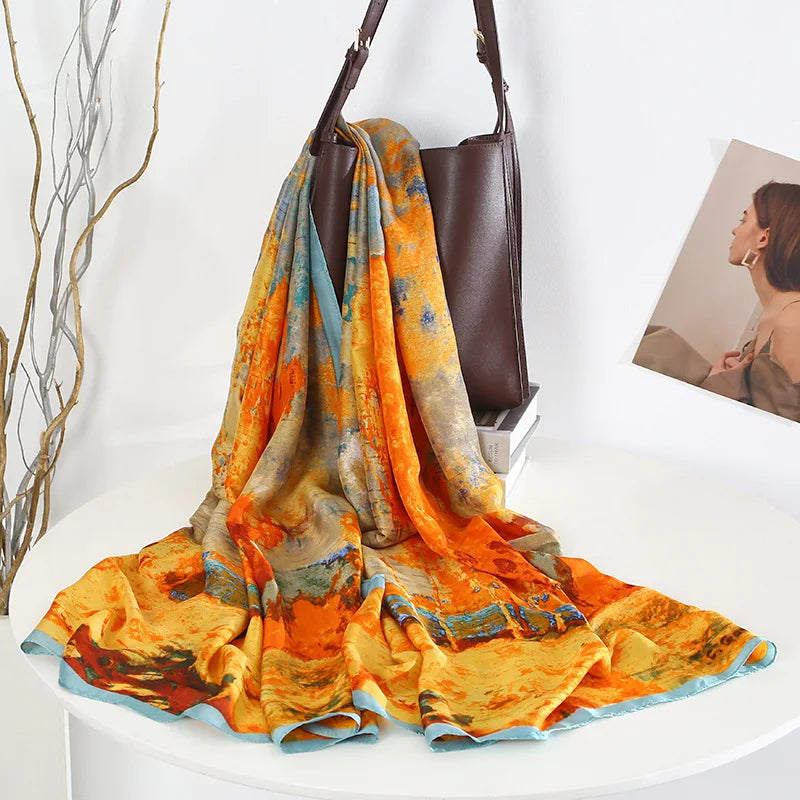 180*90cm Luxury Classic Sun Protection Silk Scarves Silk Shawl