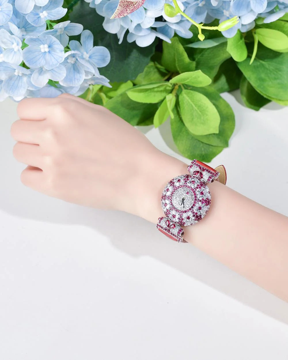 Full Diamond Artificial Ruby Exquisite Luxury Watch