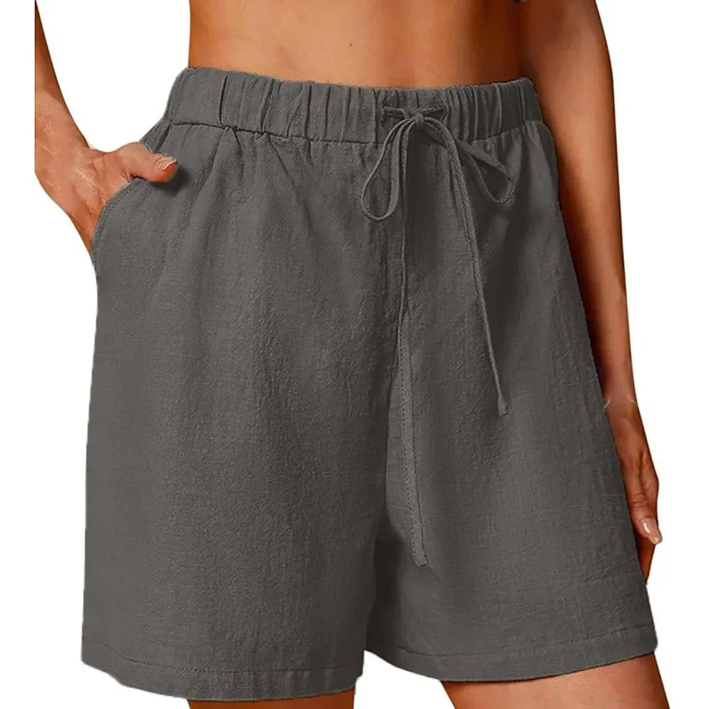 Casual Cotton Linen Straight Jogging  Shorts