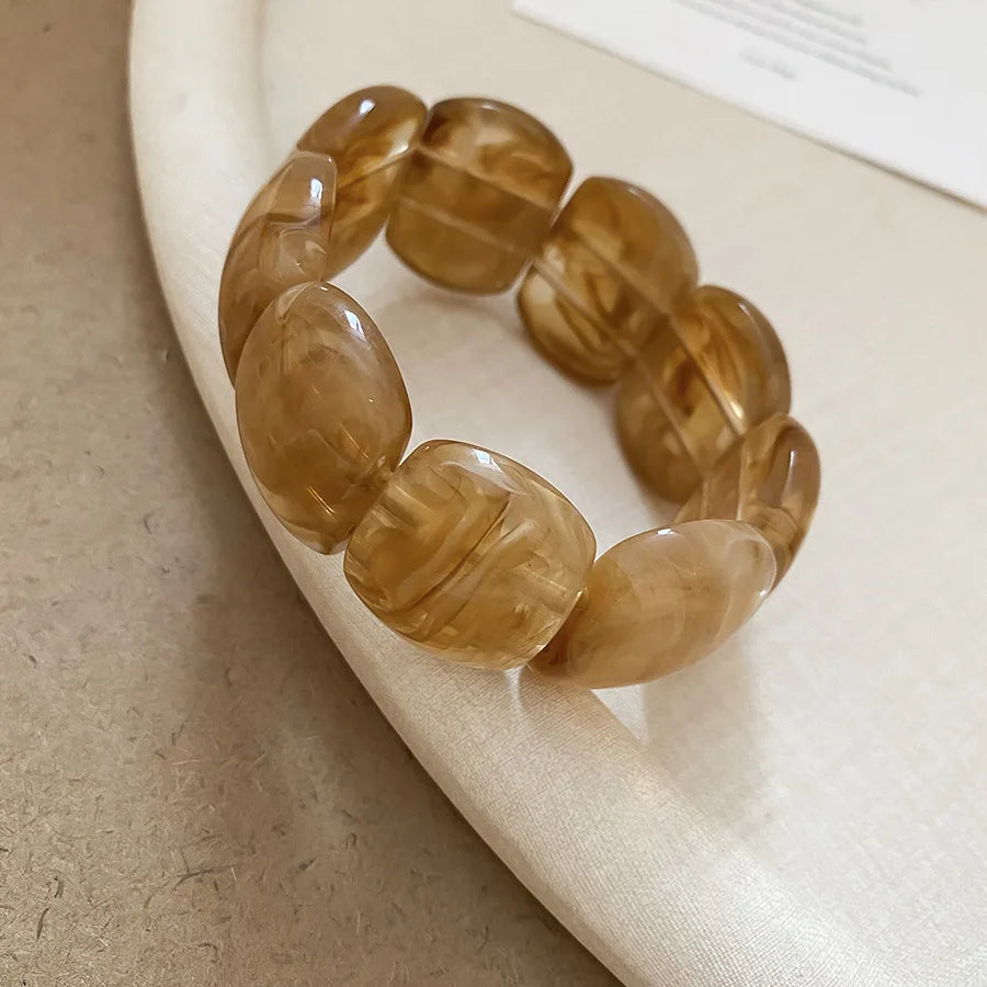 Acrylic Irregular Square Round Beaded Bracelet