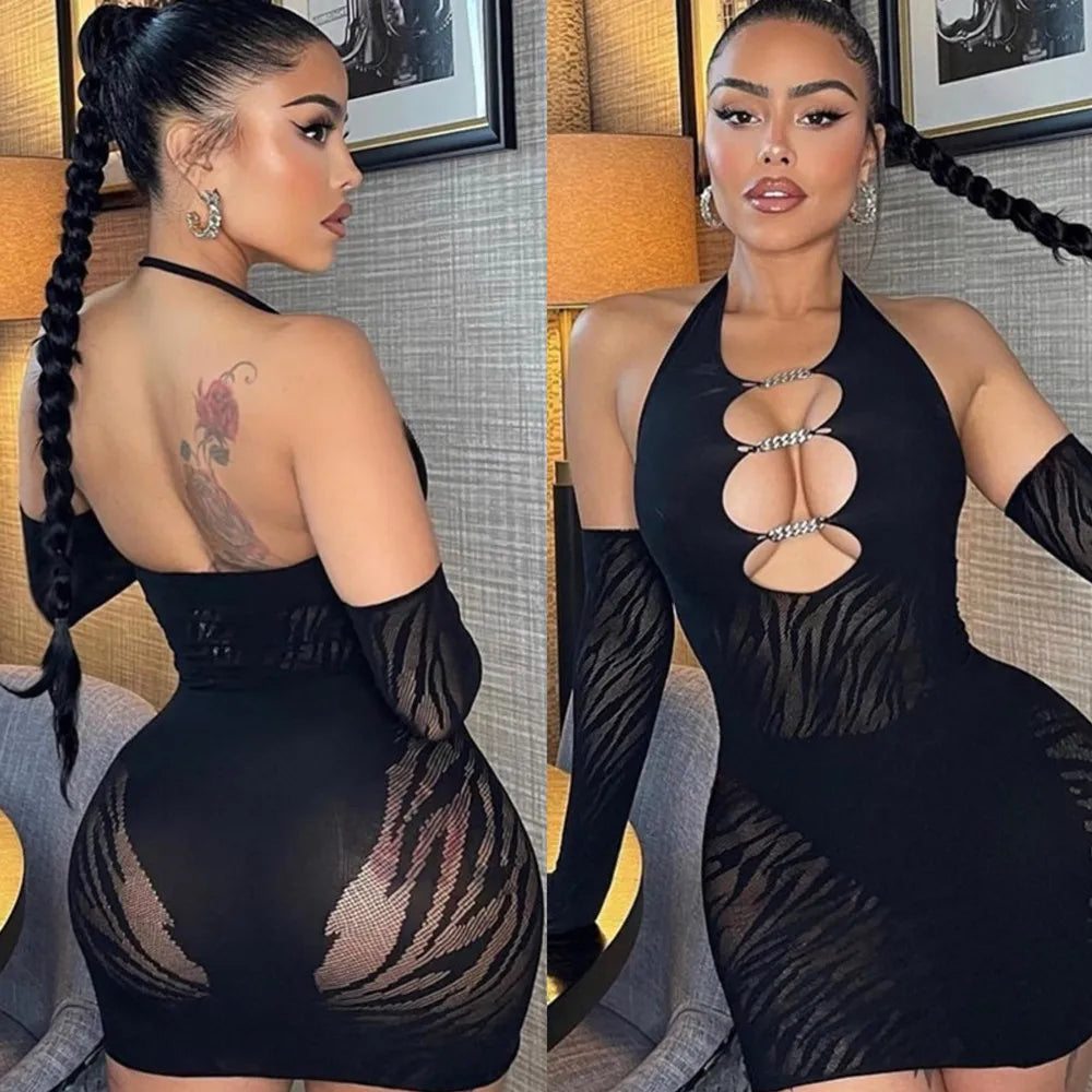 Fishnet Sexy Babydoll Slim Mini Lingerie Dress