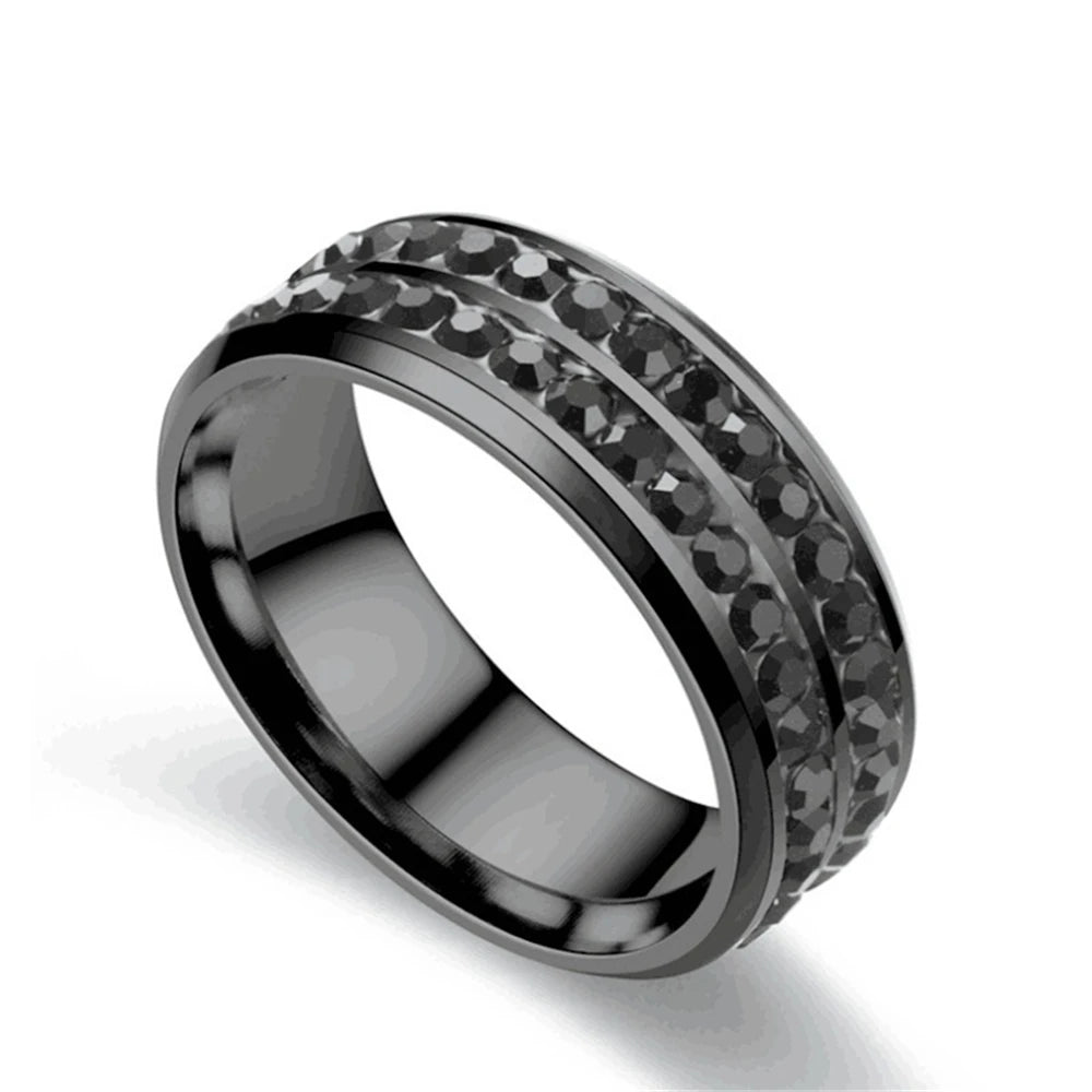 Gorgeous Black Full Zircon Couple Ring