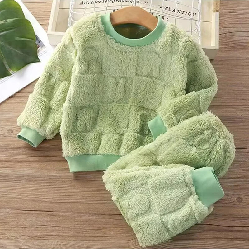 Autumn Winter Flange Long Sleeve Baby Kid Sleepwear