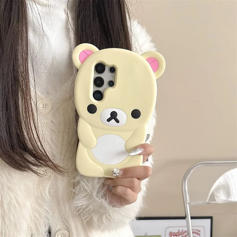Kawaii Bear Phone Case Samsung Galaxy Cartoon Soft Silicone Cover