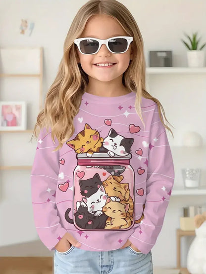 Cartoon Animal Capybala O-Neck Tops Long Sleeve Hoodies