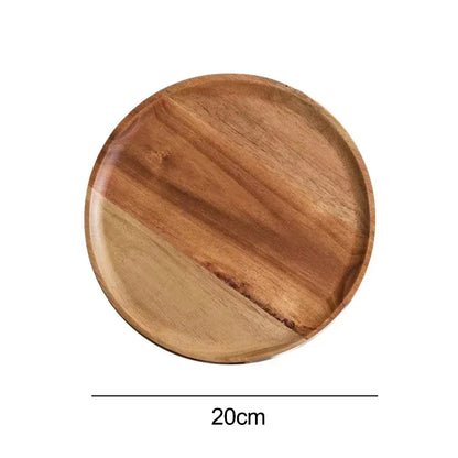 10/15/20/25cm Wooden Round Serving Platter Tray