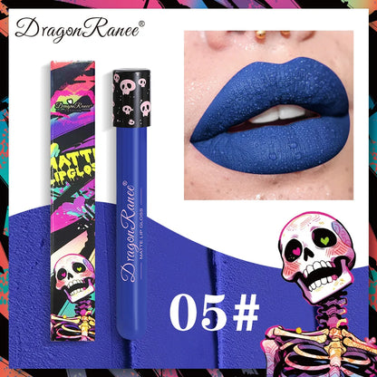 12 Color Halloween Lip Gloss Makeup Black Green Purple Waterproof Matte Lipstick