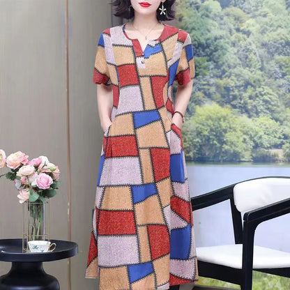 Bata informal de manga corta estilo boho, vestido largo