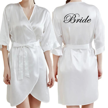 Dark Green Satin Team Bride Bridesmaid Sleepwear Robe