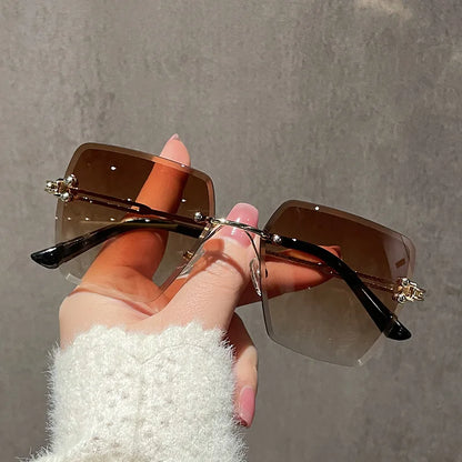 Oversized Rimless Sexy Vintage Sunglasses