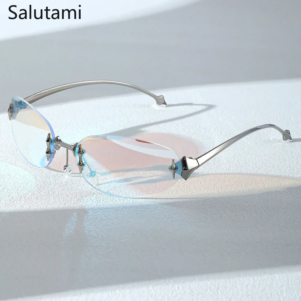 Frameless Alloy Pink Mirror Y2K Sexy Sunglasses