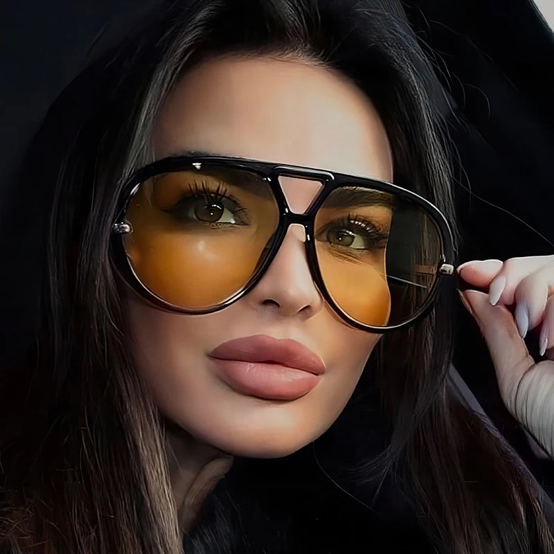 Oversized Oval Punk Pilot Sunglasses