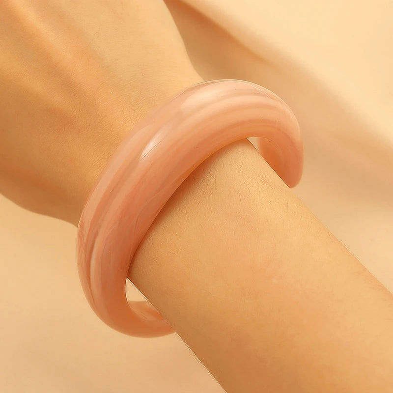 Exaggerated Jelly Colored Curved Cuff Bracelets