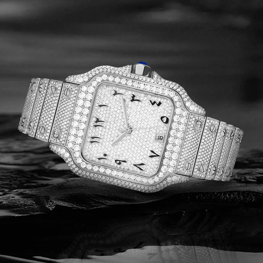 Luxury Gold Hip Hop Iced Out Automatic Diamond Watch