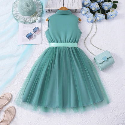 Teen Girl Sleeveless Mesh Princess Dress