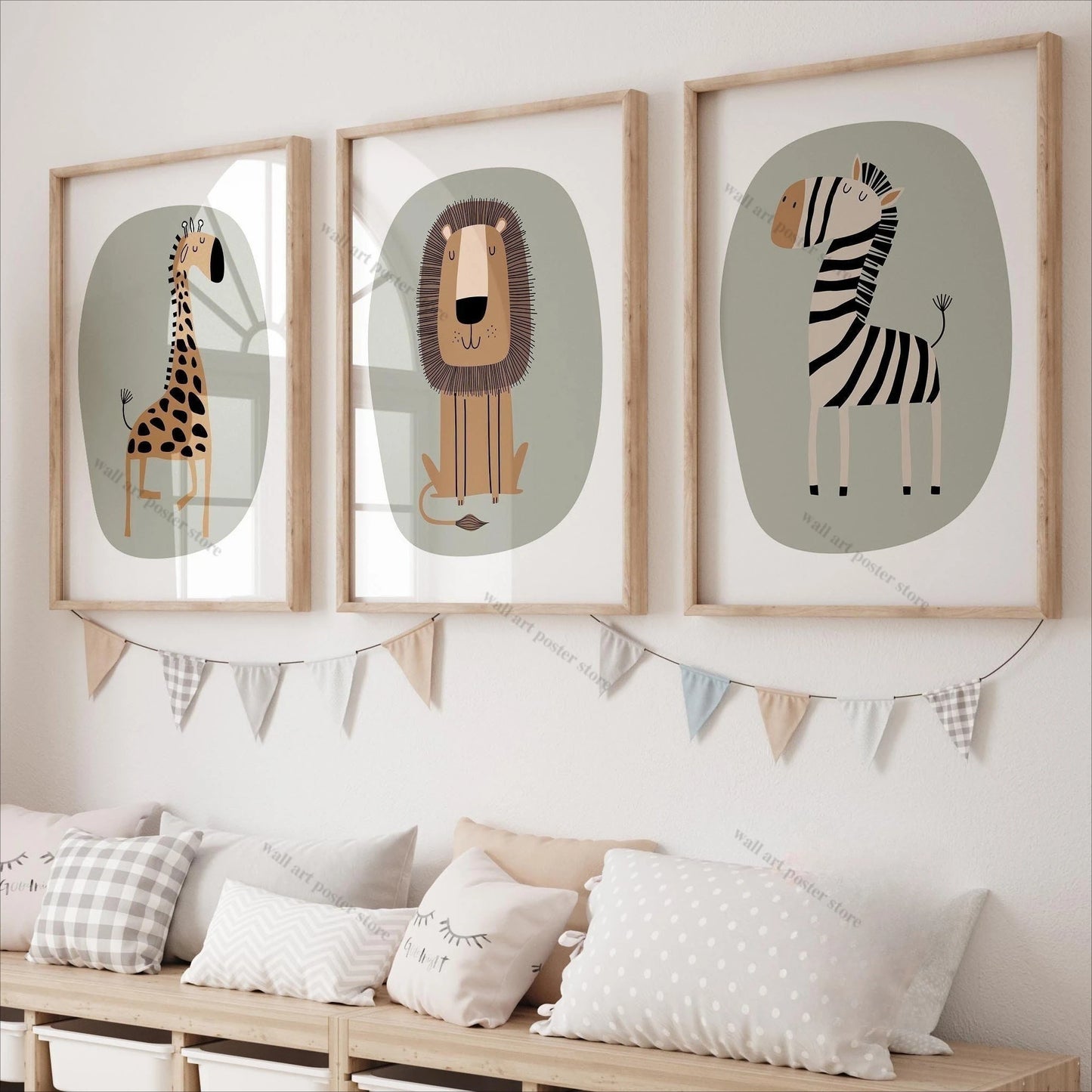 3pcs Safari Nursery Wall Prints Boho Nursery Prints Poster