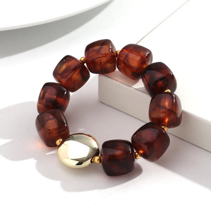 Colorful Acrylic Square Beads Elastic Bracelets