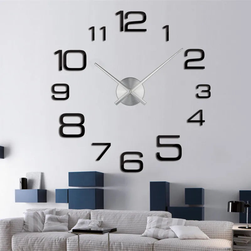 Large Wall 3D DIY Quartz Acrylic Mirror Stickers Clocks