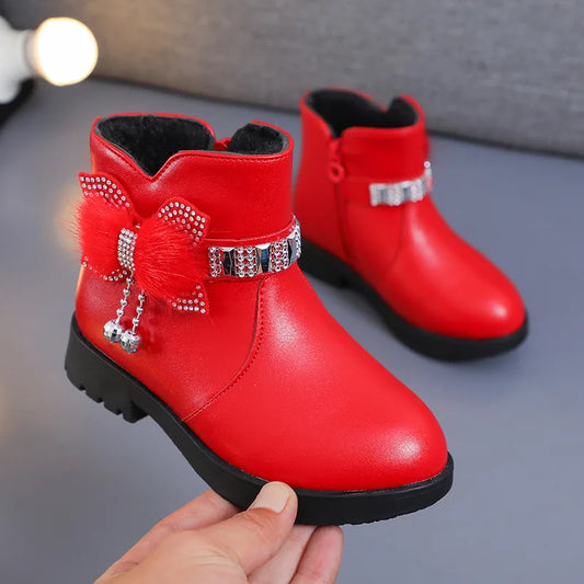 Butterfly Knot Soft Sole PU Leather Boots