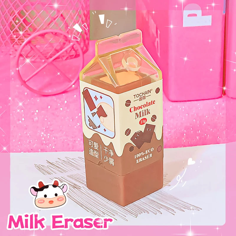 Kawaii Milk Carton Rubber Erasers cute stationery