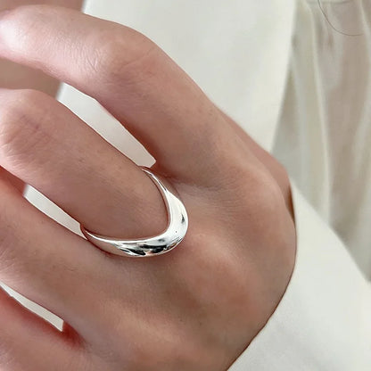 925 Sterling Silver Retro Hollow Wave Punk Hiphop Bohemia Rings