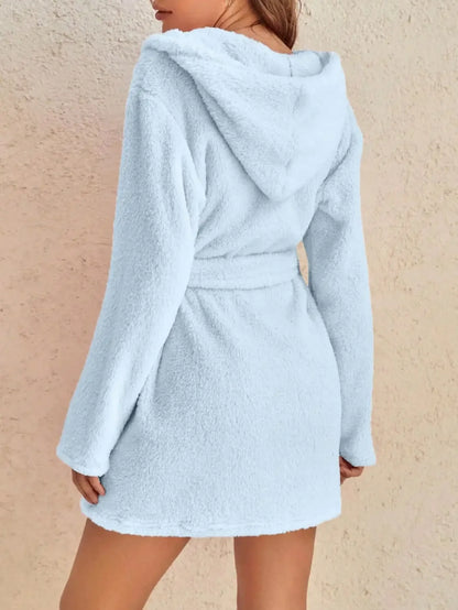 Hooded robe with belt Robe