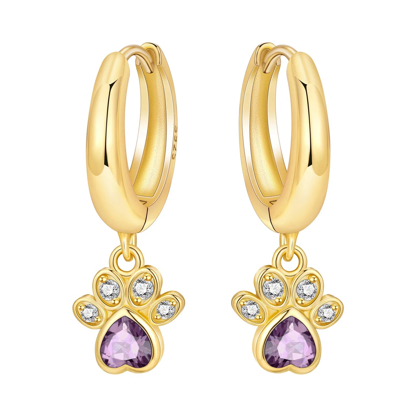 S925 Sterling Silver Zircon 18K Gold Lining Vintage Hoop Earrings