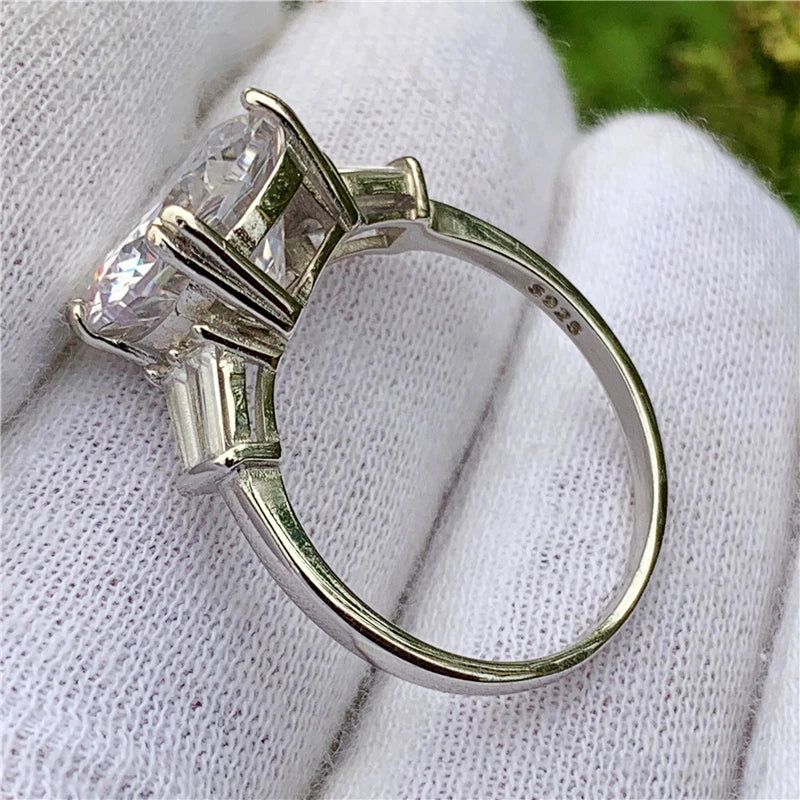 Solitaire Round cut 6ct Sona cz 925 Sterling Silver Engagement Rings