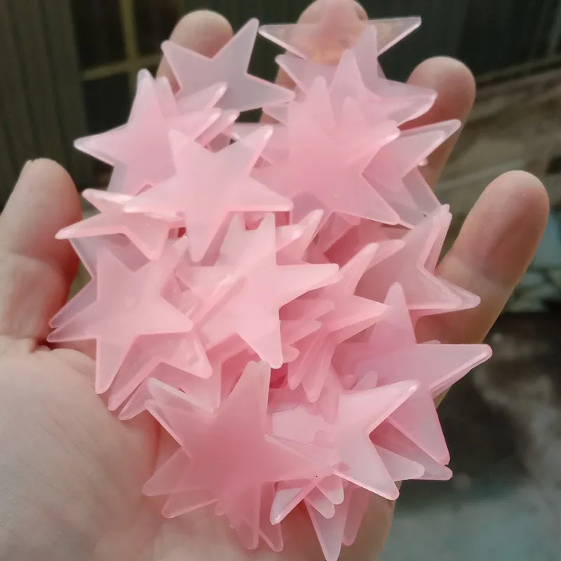 50/100pcs 3D Glow in the Dark Stars Moon Wall Stickers Luminous