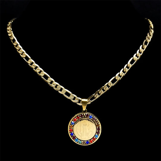 Colorful Crystal Saint Benedict Medal Necklace
