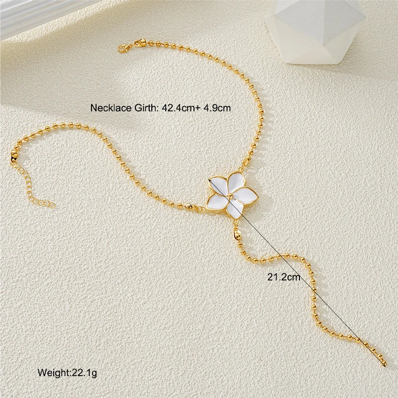 Long Tassel Imitation Pearl Flower Necklaces
