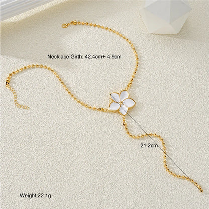 Long Tassel Imitation Pearl Flower Necklaces