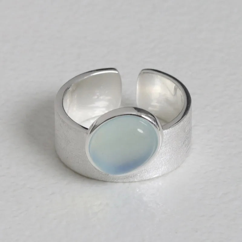 925 Sterling Silver Sparckling Moonstone Minimalist Handmade Ring