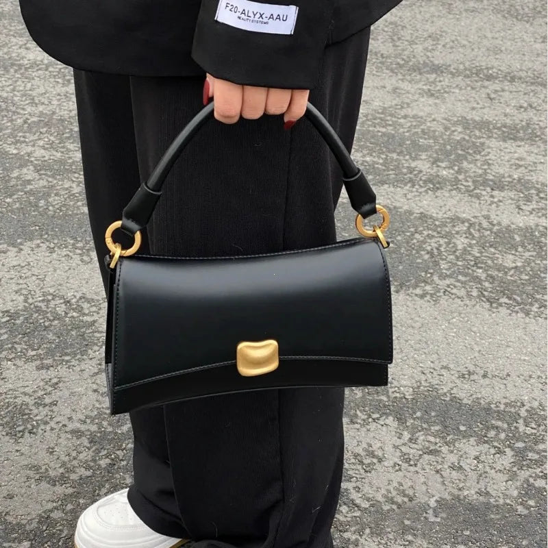 DANA Black Flap Lock PU Leather Bag