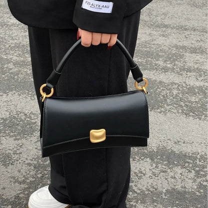 DANA Black Flap Lock PU Leather Bag