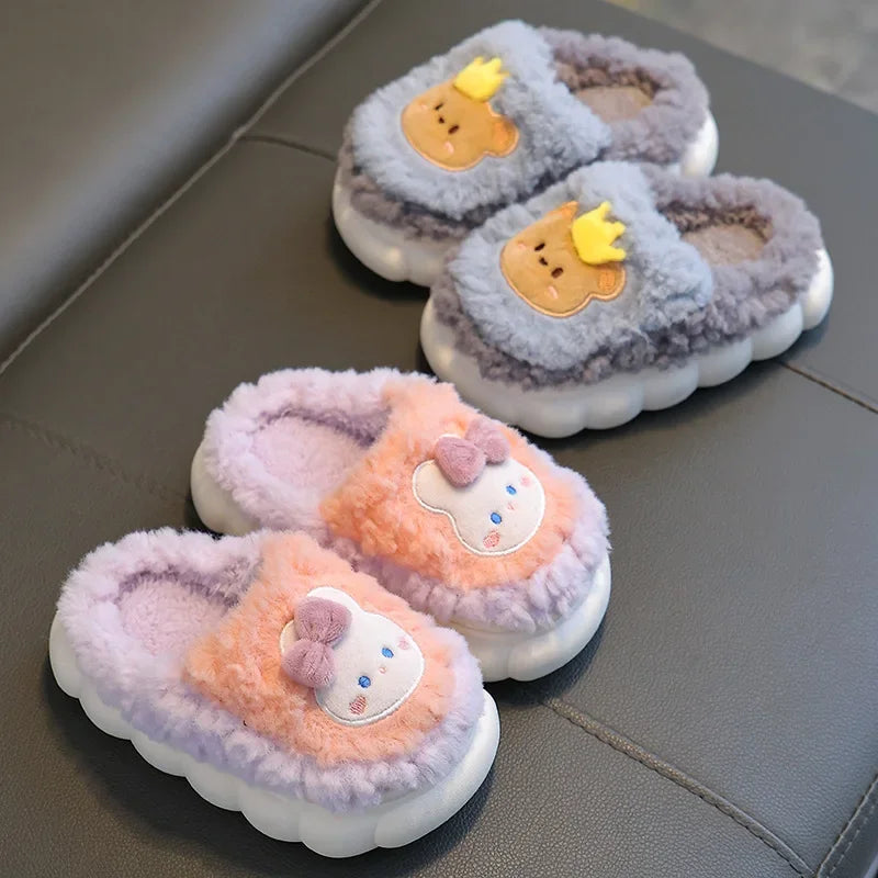 Cute Cartoon Winter Plush Toddler Non-slip Cotton 1-10 Years Slippers