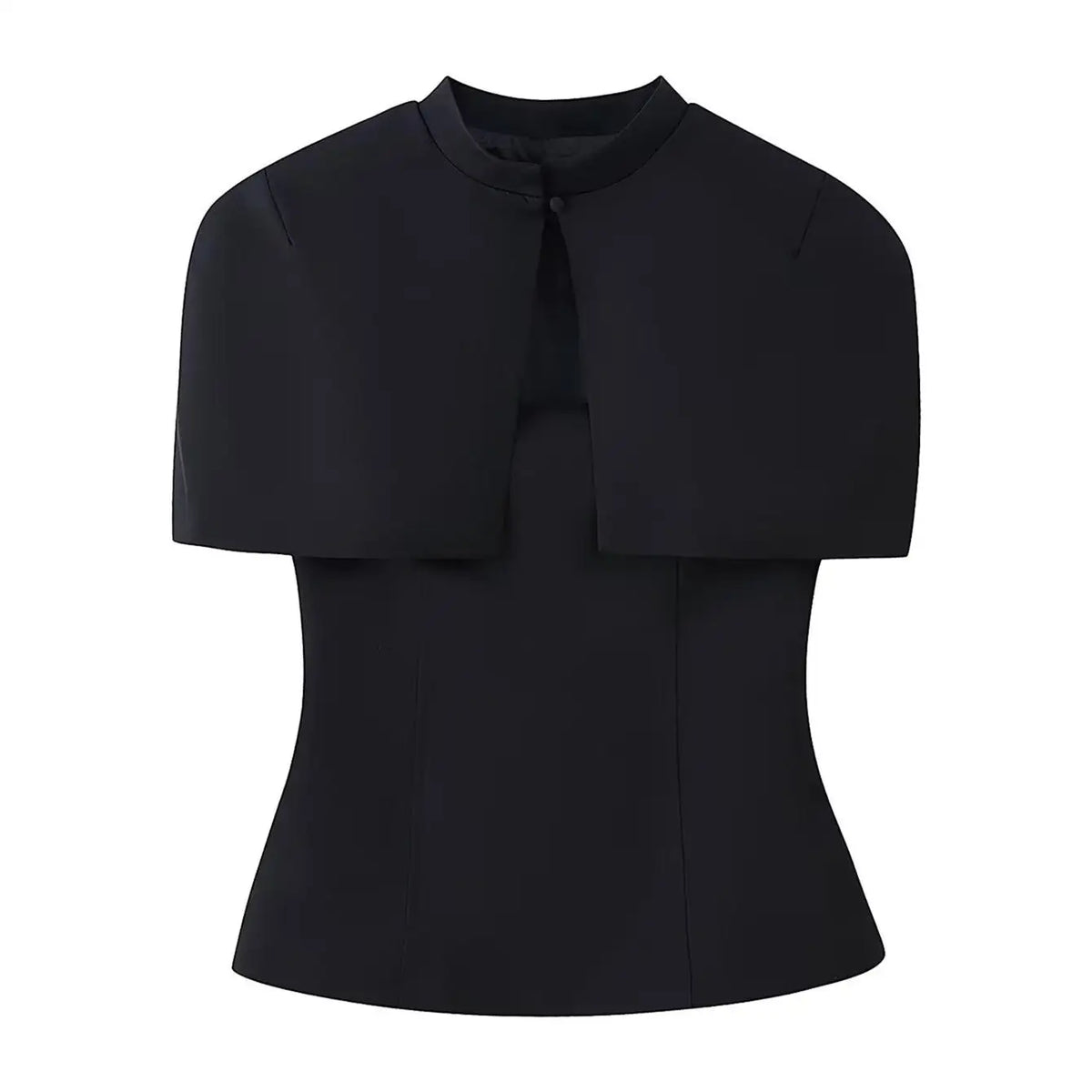 Elegant Side Zipper Strapless Tops+ Vintage O-Neck Cloak Set