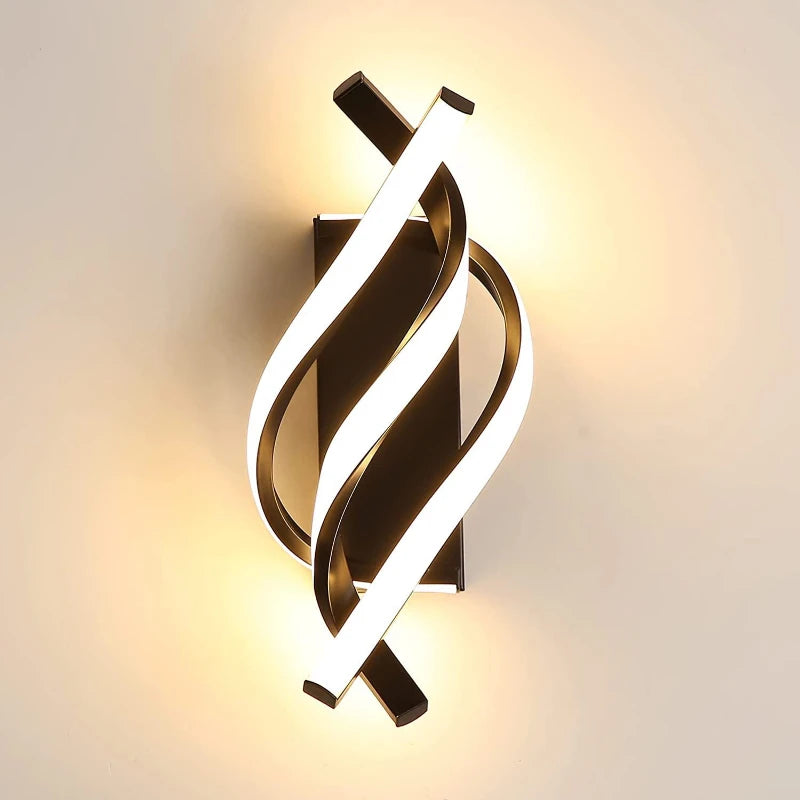 Curved Spiral Design LED Wall Lamp for Bedroom Bedside Corridor