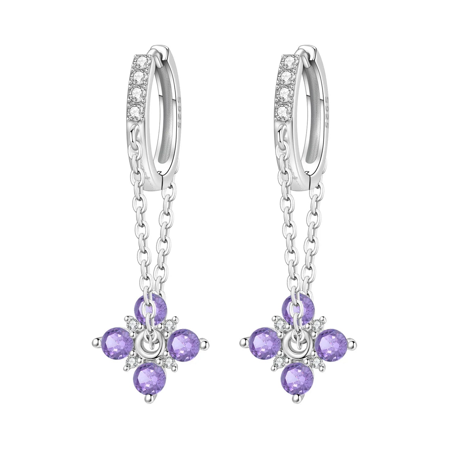 Orstarry Original 925 Sterling Silver Blue Iris Flower Earrings