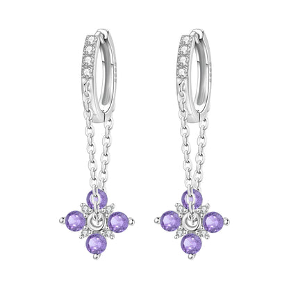 Orstarry Original 925 Sterling Silver Blue Iris Flower Earrings