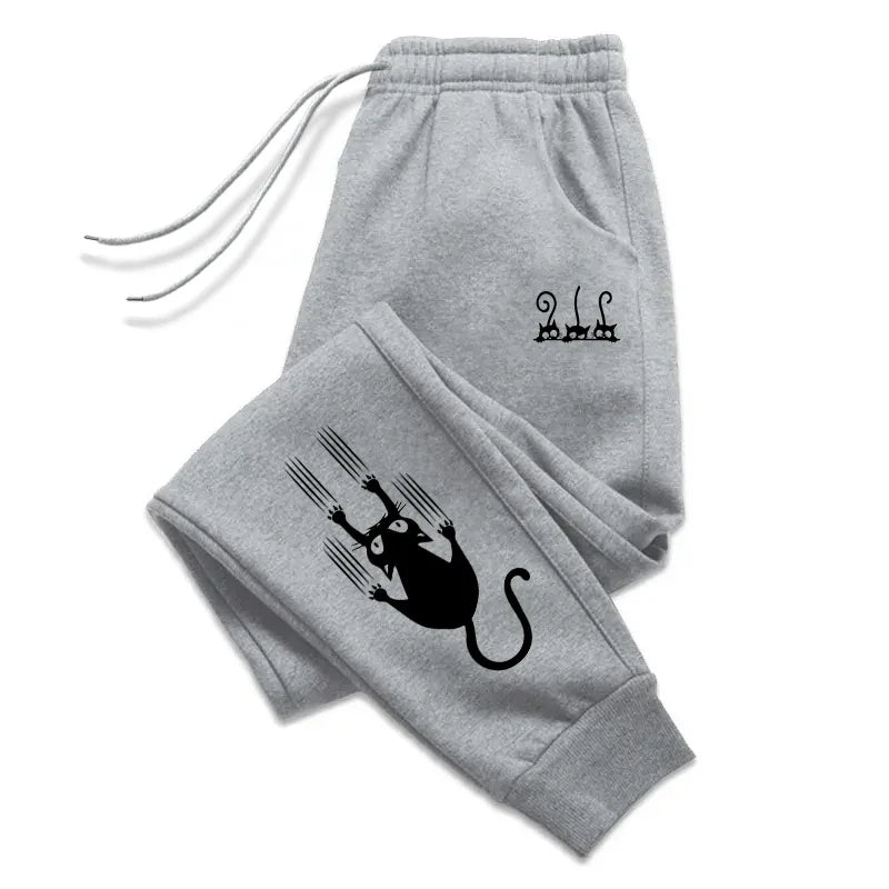 Sweatpants Cute Cat Print Pants Gym Sports Casual Tracksuit Trousers Jogging