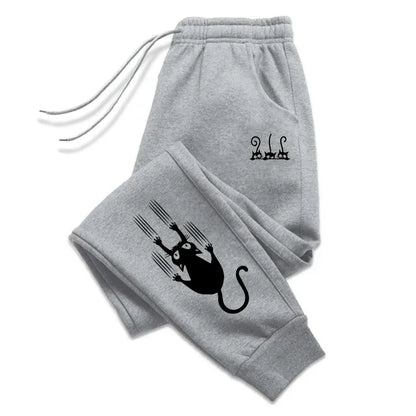 Sweatpants Cute Cat Print Pants Gym Sports Casual Tracksuit Trousers Jogging