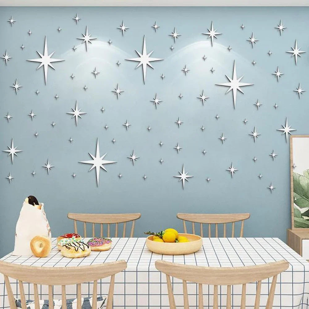 20/42pcs Acrylic Star Mirror Wall Stickers