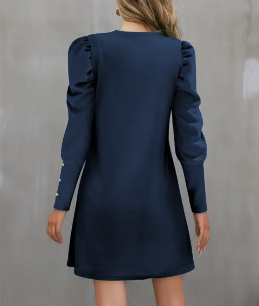 Round Neck Bubble Sleeve Dress