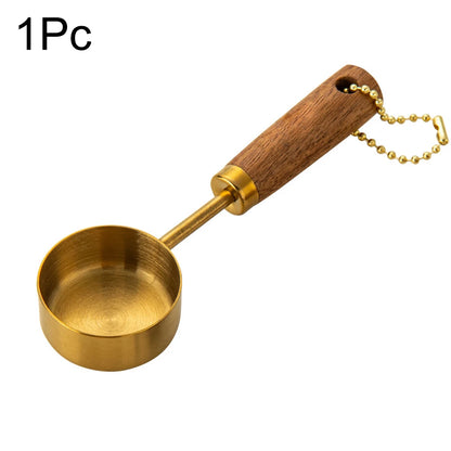 Wooden Handle Stainless Steel Measuring Cups Spoons