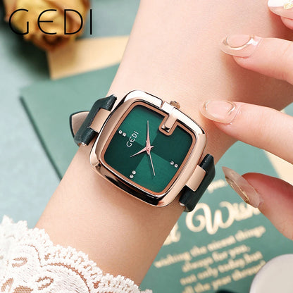 Square Minimalist Waterproof Quartz Leather Casual Wrist Watches