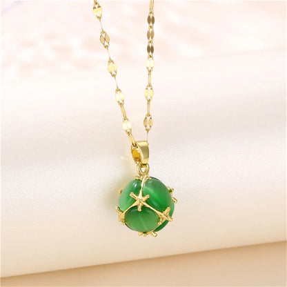 Light Zircon Crystal Stainless Steel Necklaces