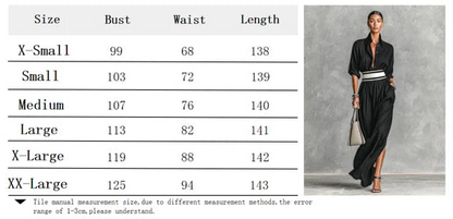 Shirt Maxi with Wide Striped Belt  Roll-Up Sleeve High Slit Elegant Casual Dress