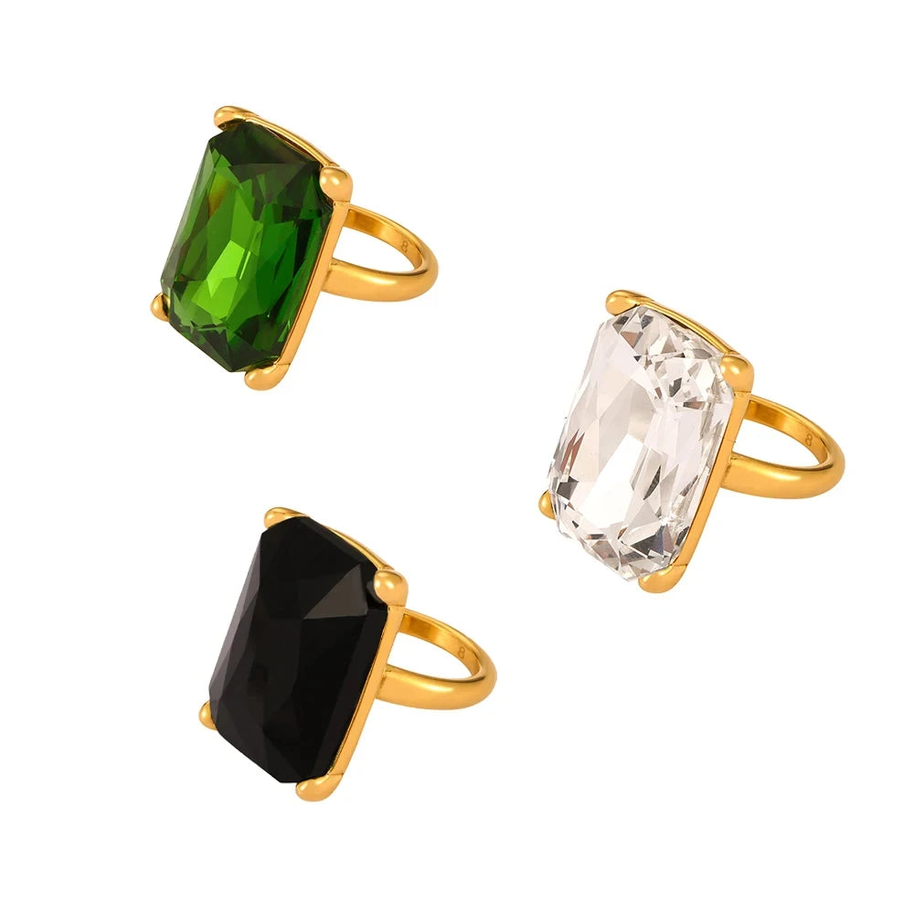Glamour Shiny Big Zircon Stainless Steel Rings